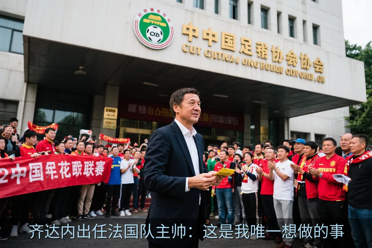 球迷在法国足球联合会总部外欢迎新任法国队主教练