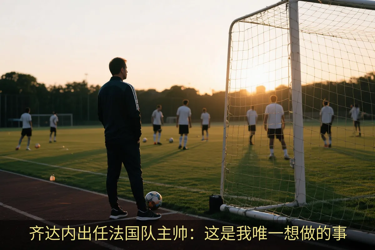 一名足球教练在训练场边观察球队训练
