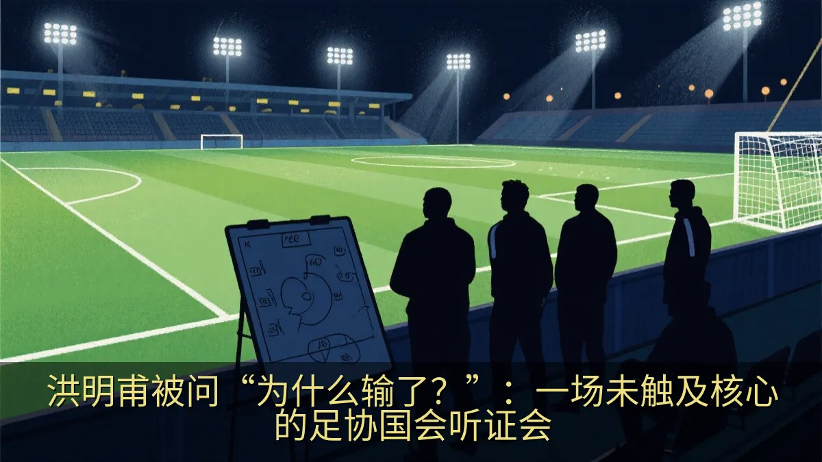 足球场边教练组讨论战术的示意图